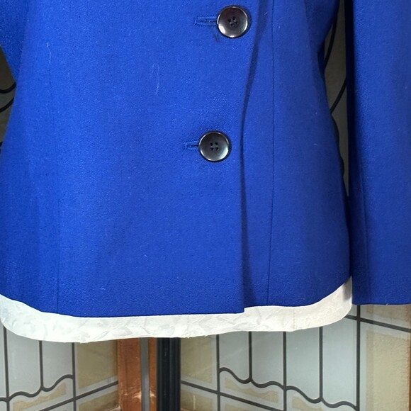 Vintage Pendleton 80's 100% Wool Blue Button Up Shoulder Pads Blazer Size 6 - Picture 7 of 12